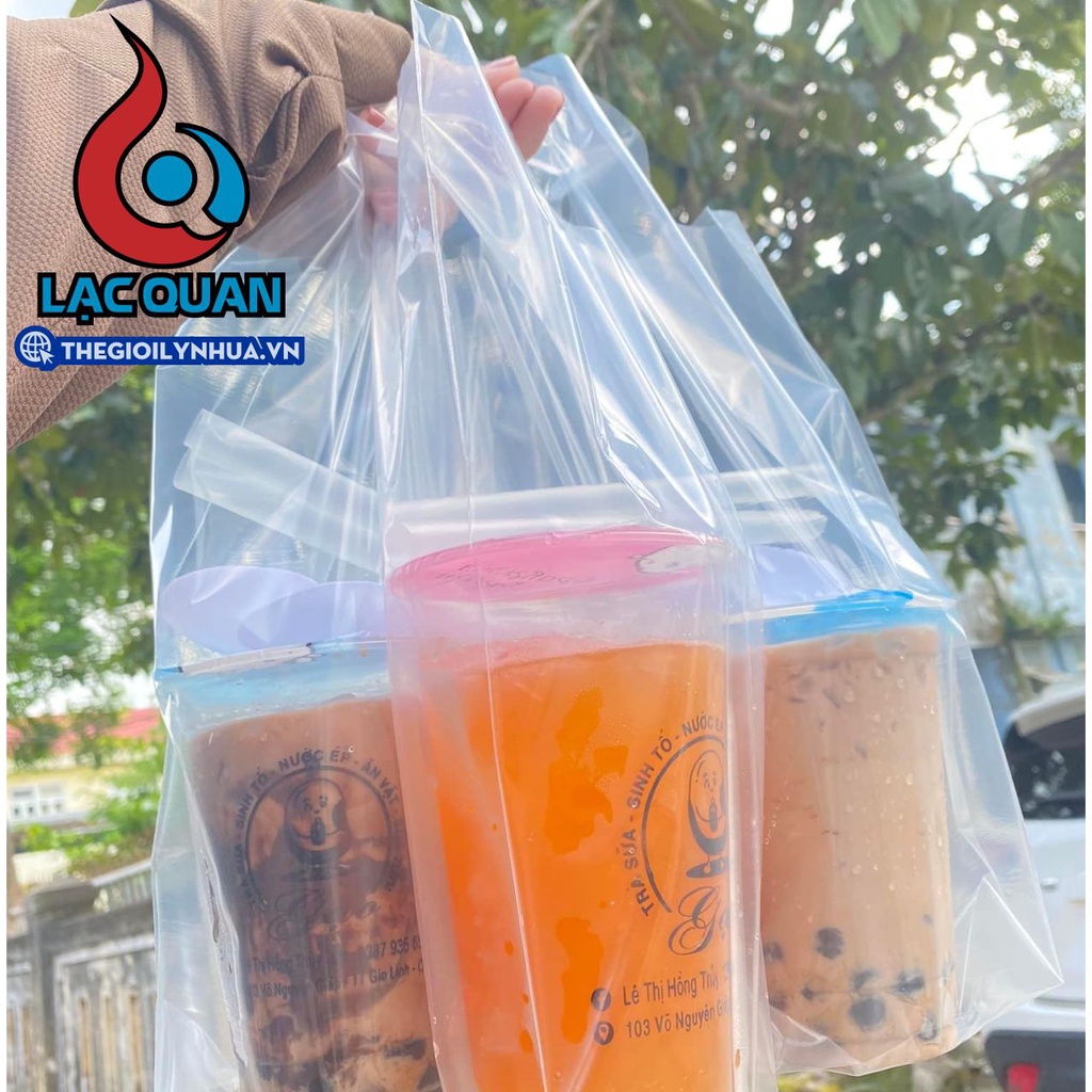 1Kg túi đựng ly 2 ngăn, túi 2 ly, túi đựng ly vách ngăn, túi đựng ly ép ngăn, túi take away, túi đựng 2 ly ép ngang