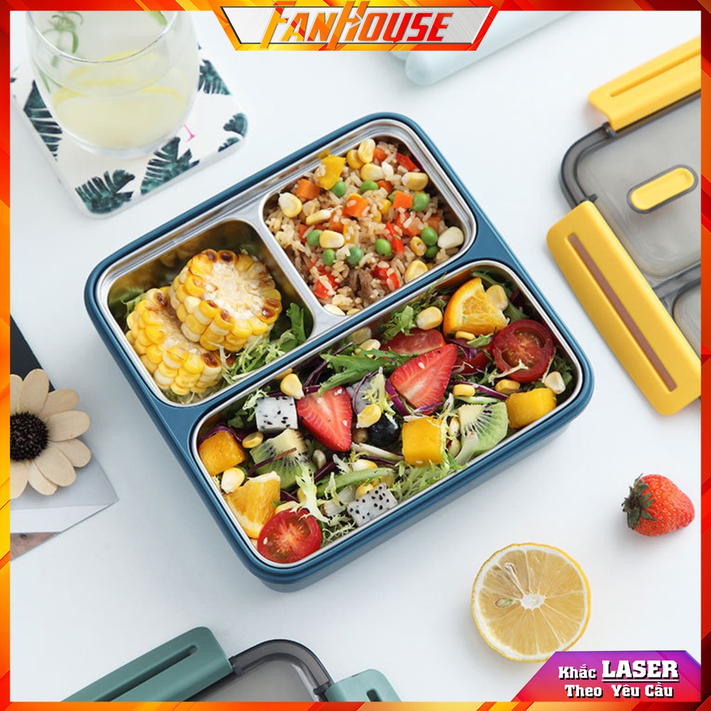 Hộp cơm giữ nhiệt INOX304 💢 Lunch Box 950ml an toàn sức khỏe sử dụng được lò vi sóng