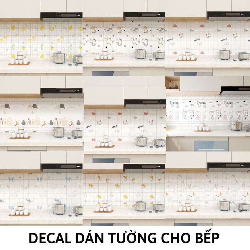 1 mét decal dán tường cho bếp chống dầu mỡ NHIỀU MẪU khổ 60cm