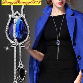 Dây đeo cổ dài mặt hoa Tulip đính đá cực sang