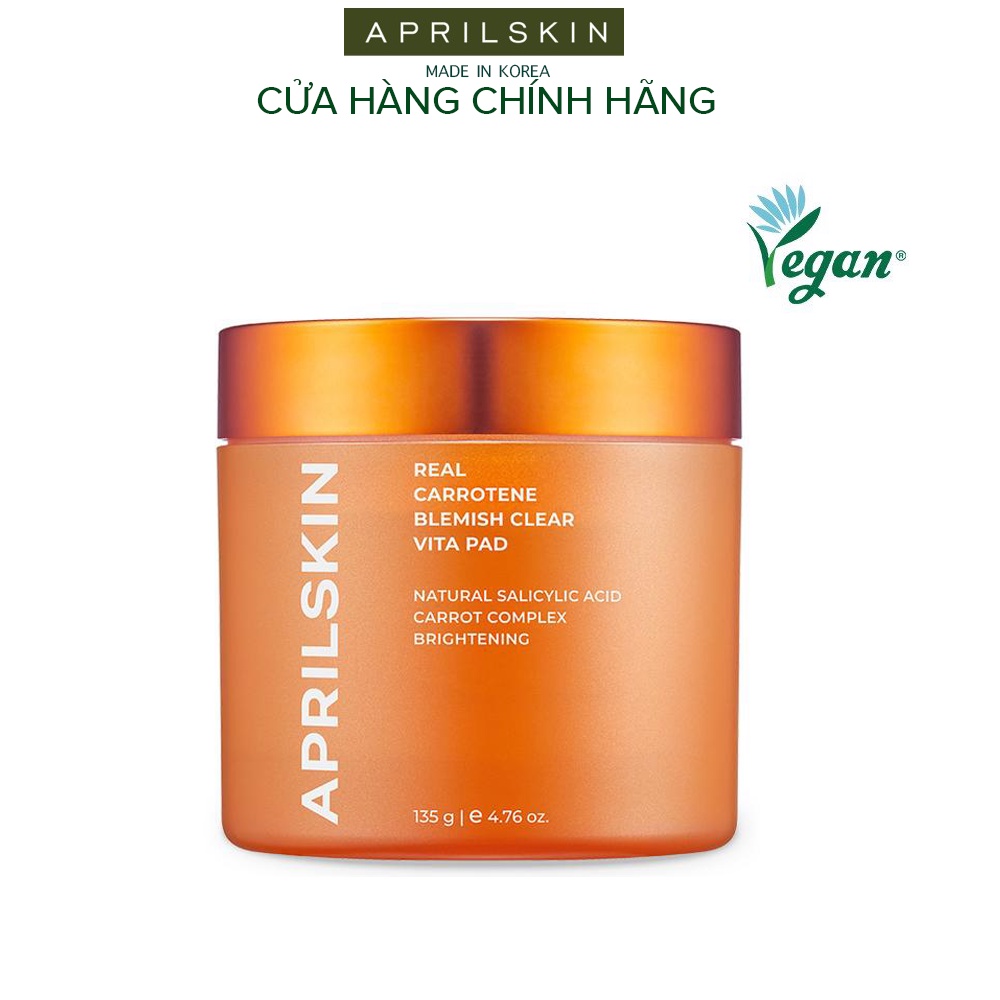 Toner Pad Làm Giảm Mụn, Sáng Da Aprilskin Real Carrotene Vitamin Pad 135g (60 miếng)