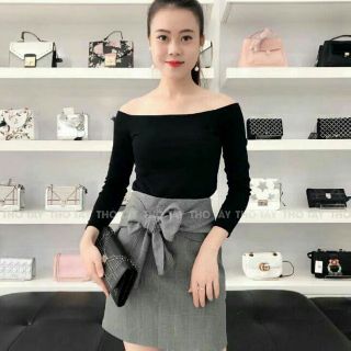 Áo thun nữ, Áo thun bệt vai tay dài free size từ 40-55kg
