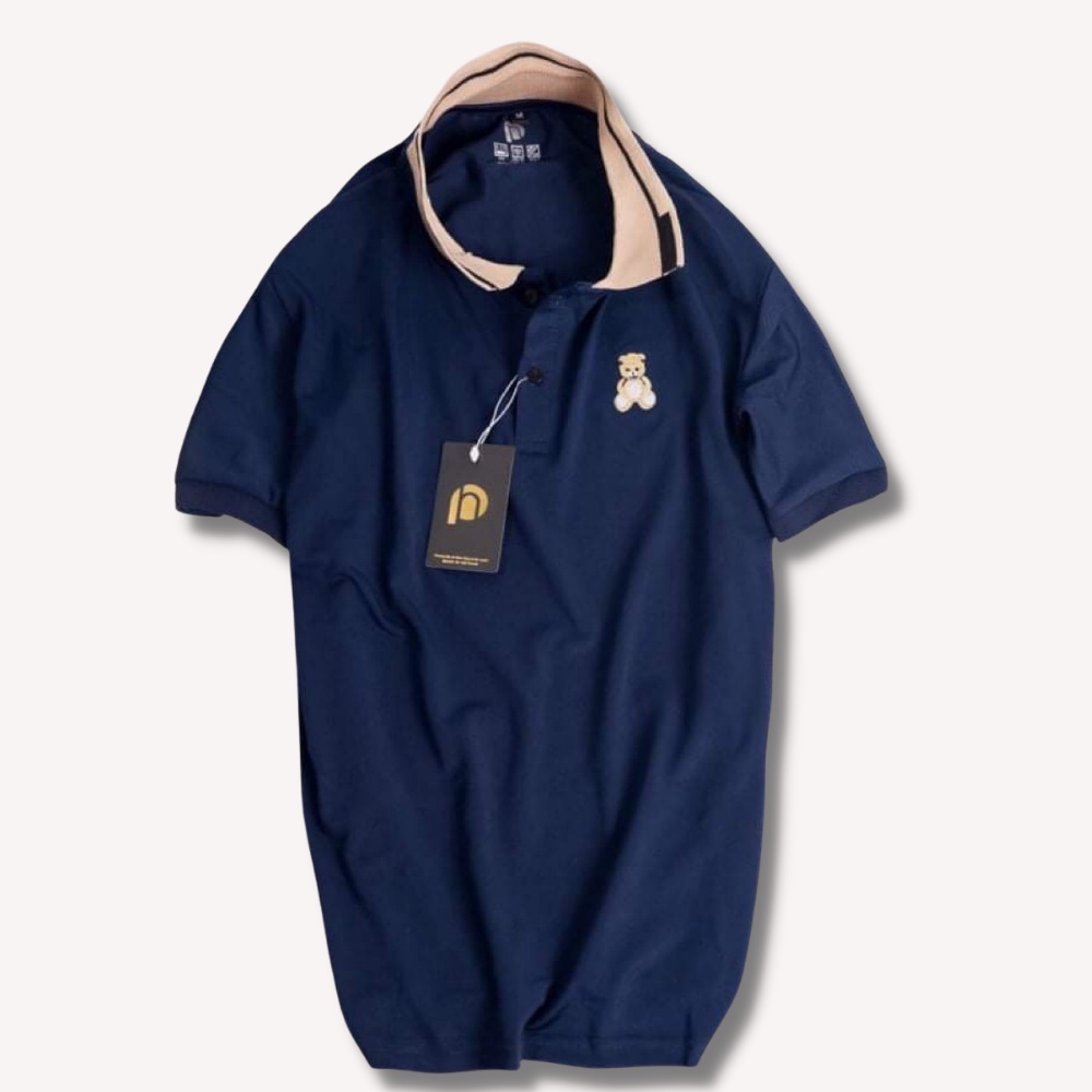 Áo thun polo nam thêu hình gấu chất cotton cá sấu thông thoáng ARU SHOP