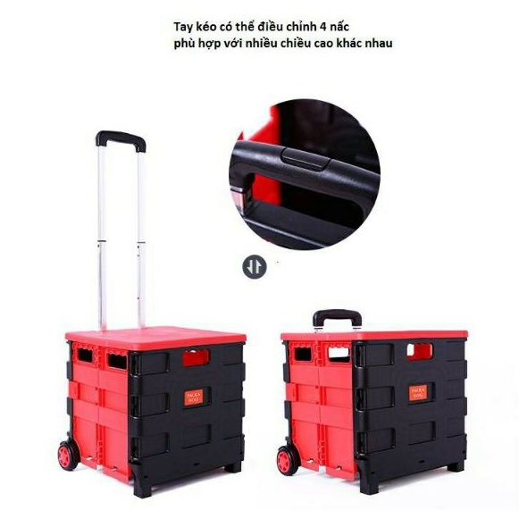 Thùng đựng đồ gấp gọn Vali kéo đa năng-  Dùng trên ô tô, đi siêu thị, di chuyển đồ nặng