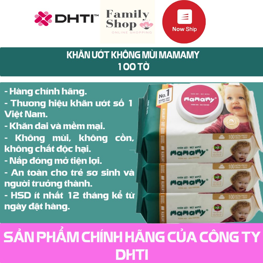 [Hàng Chính Hãng] 5 Gói Khăn Ướt Mamamy Không Mùi 100 tờ.