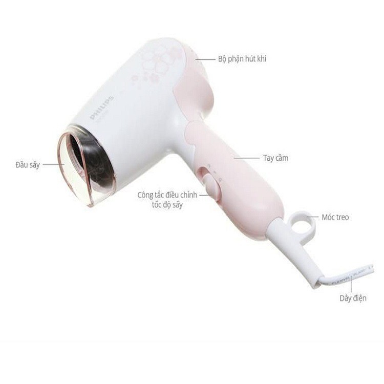 Máy Sấy Tóc Mini Philips HP8108 - Công Suất 1000W - Hàng Chính Hãng - Bảo Hành Chính Hãng 2 Năm