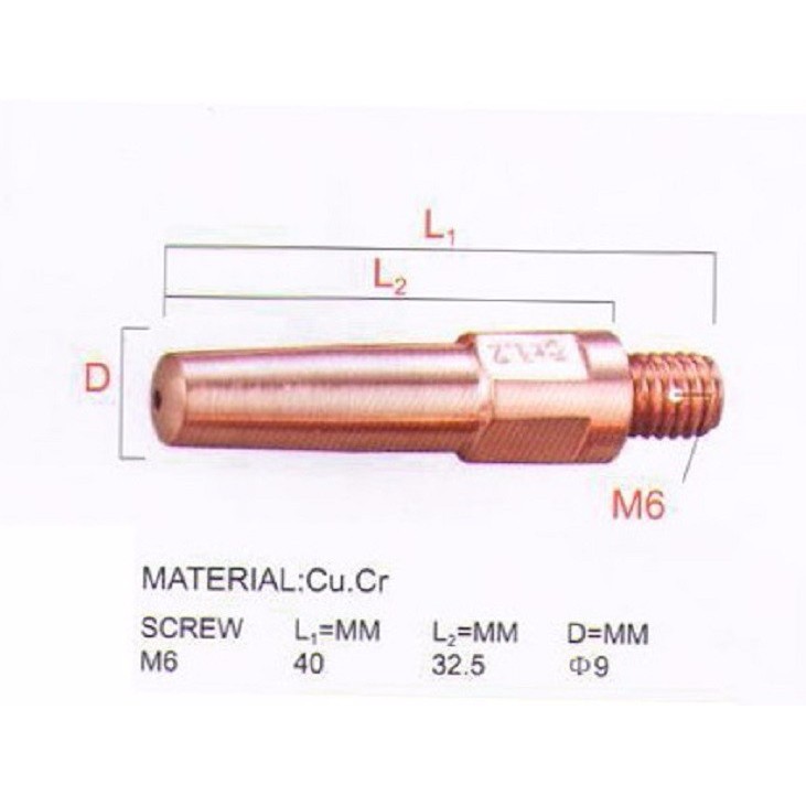 Bép hàn mig M6*45, M6*25 , M6*28 , M8*30 Béc hàn mỏ hàn mig 15AK 14AK 24KD 25Ak 350A 500A Phụ kiện máy hàn
