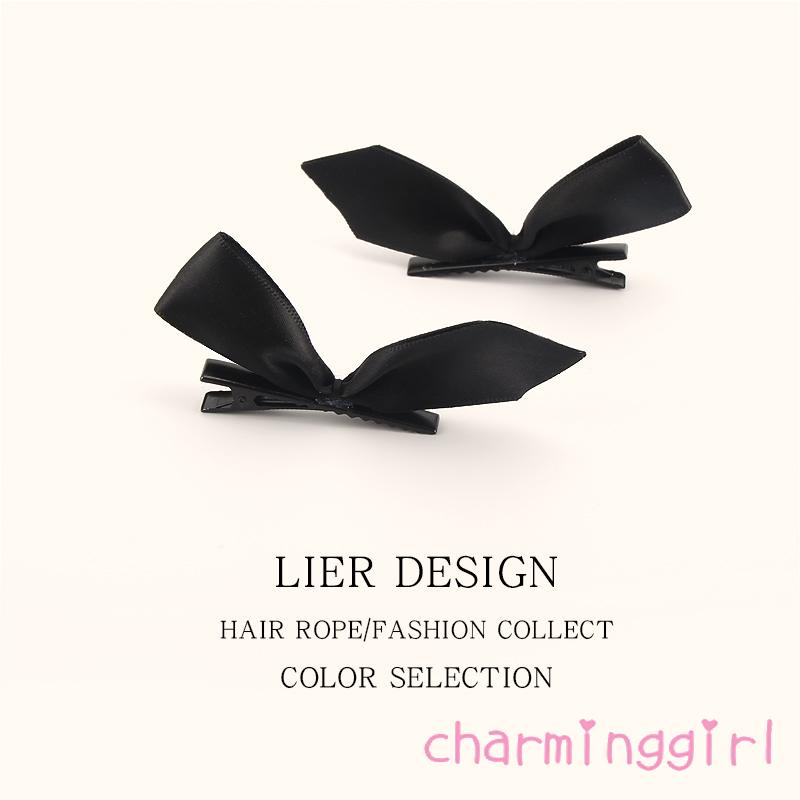 Kẹp tóc nơ nhỏ màu trơn chống trượt phong cách vintage cho nữ