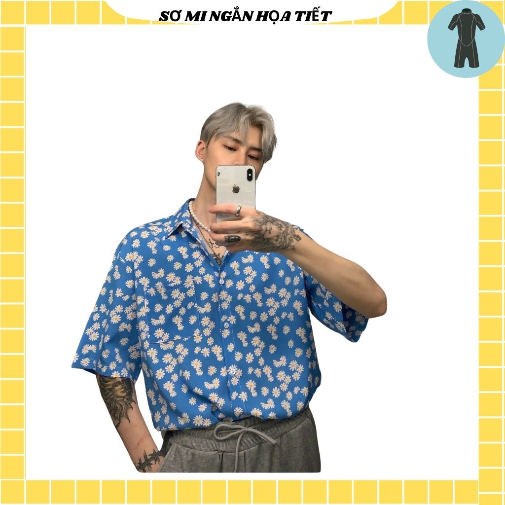 Áo Sơ Mi Tay Ngắn Unisex Cổ Bẻ Phông Cách Hàn Quốc Freesize