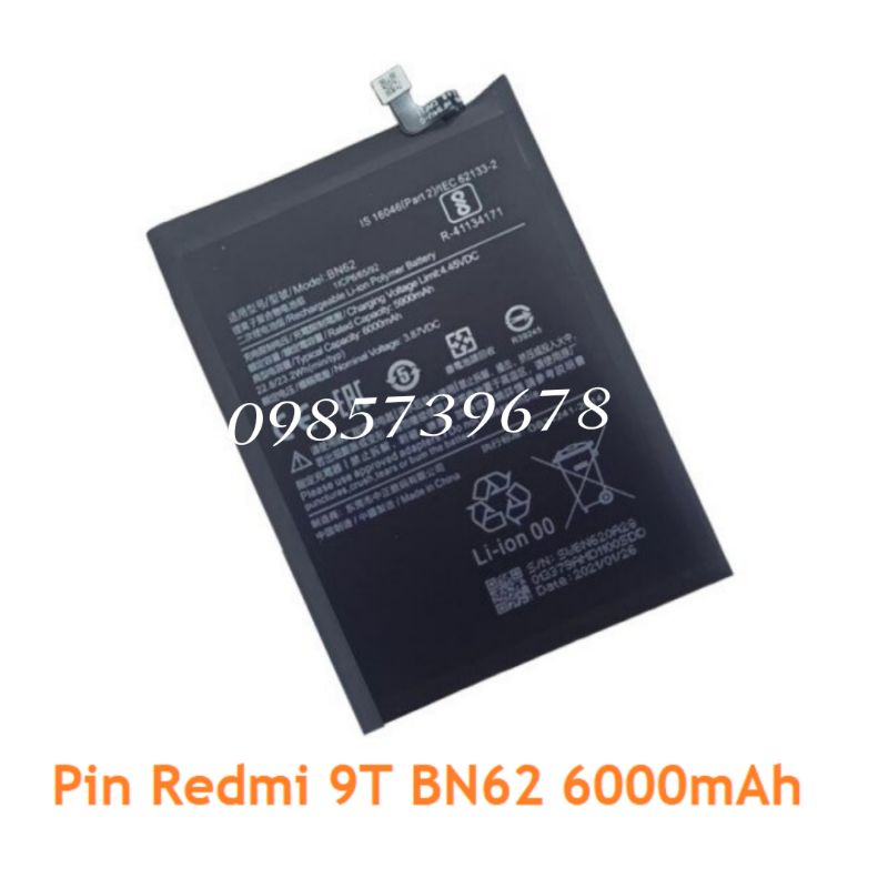 Thay pin Mi Redmi Note 9 4G (BN62) 6000mAh bảo hành 6 tháng.