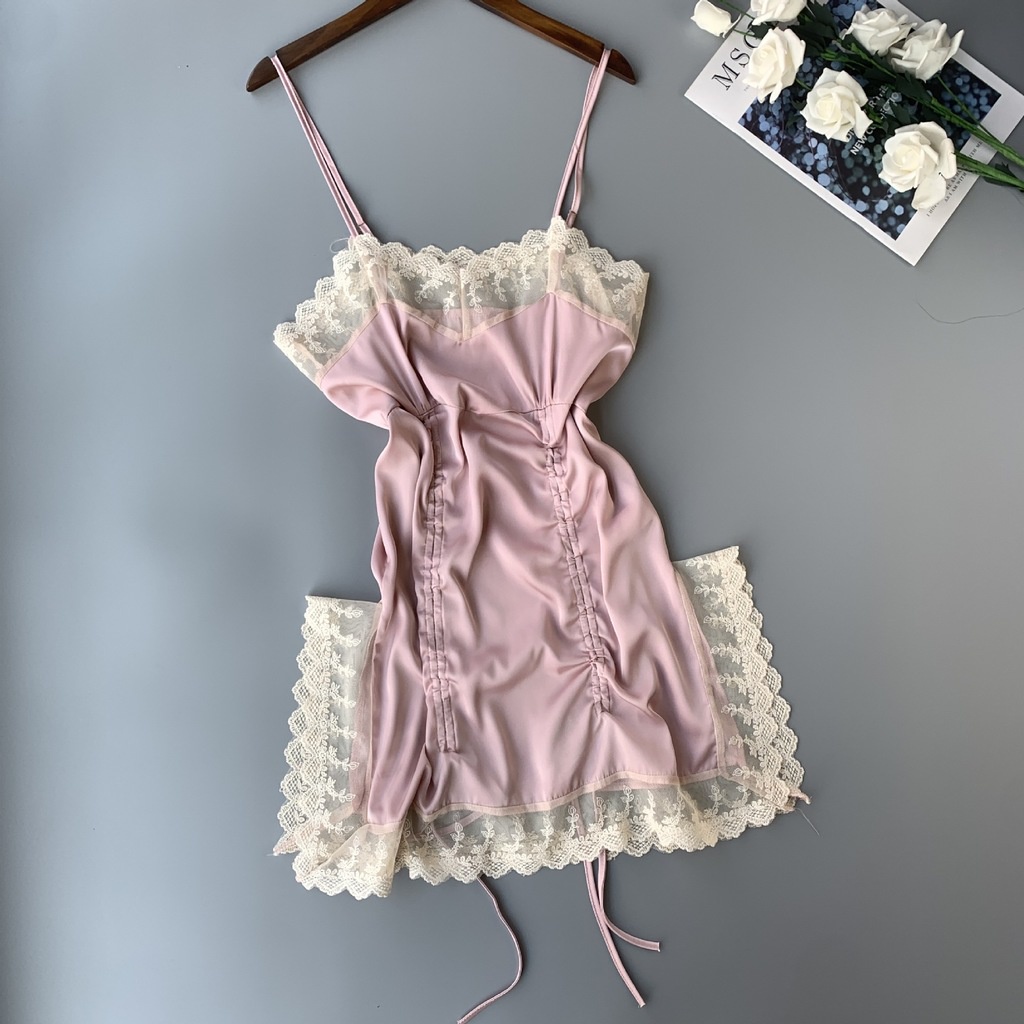 Đồ ngủ Hai Dây Bằng Lụa Mát Phối Ren Mẫu Mới 20222 Thời Trang Mùa Hè Quyến Rũ Cho Nữ