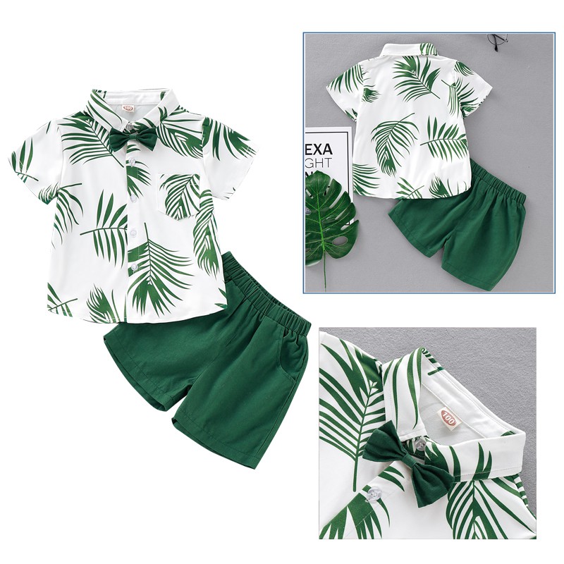 [Mã FASHIONGREEN15 giảm tới 30K đơn 99K] Set áo sơ mi tay ngắn kèm quần short Mikrdoo thời trang cho bé trai