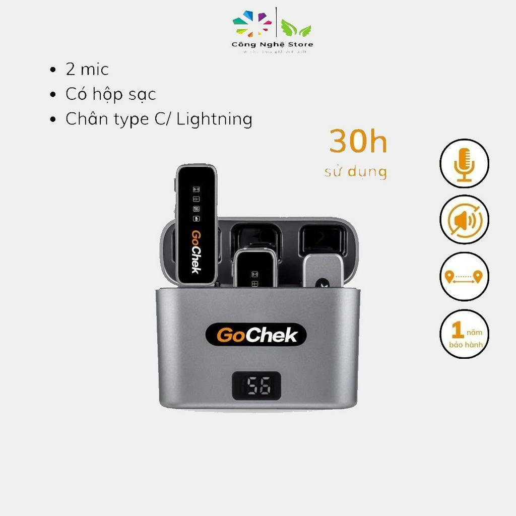 Micro thu âm không dây GoChek kèm Dock sạc lọc tạp âm khi live/quay video/ ghi âm cho điện thoại/máy tính GC-C/D ULTRA
