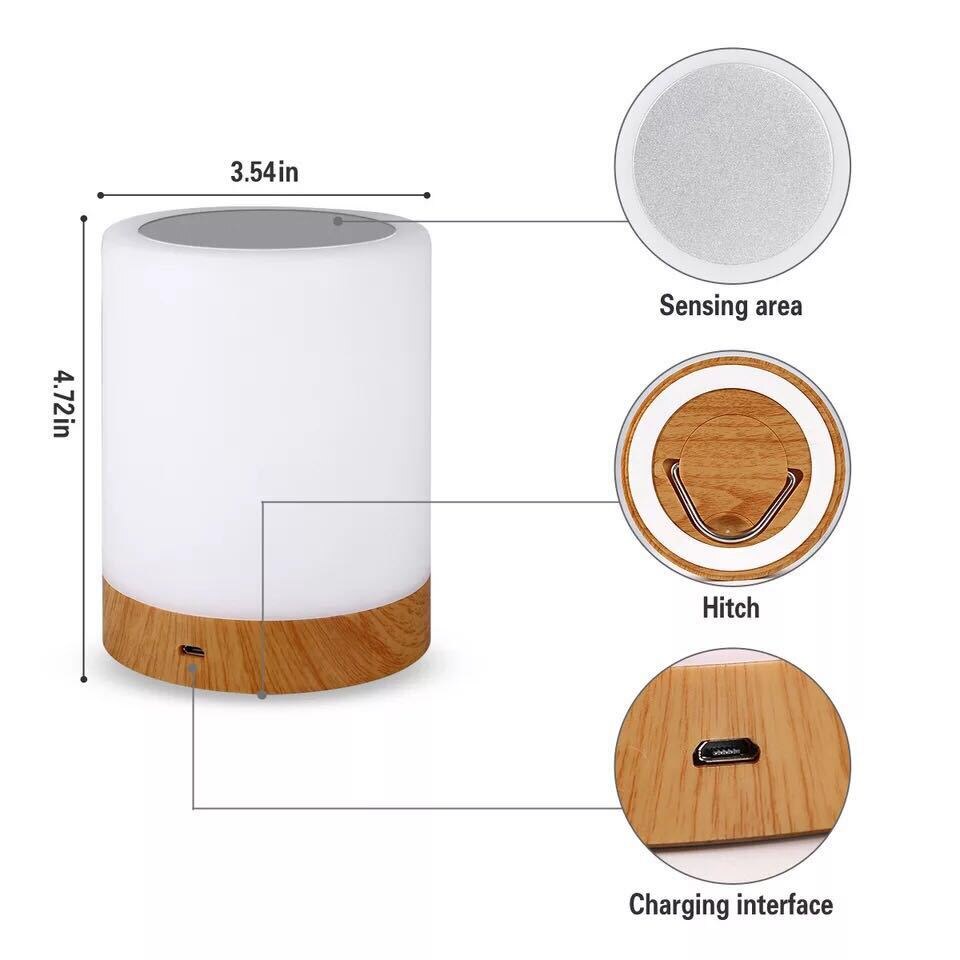 KHLITEC LED Bedside Table Lamps Touch Lamp Night Light Rechargeable Warm White Light RGB Color Bedrooms Living Room Portable