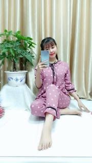 Đồ bộ mặc nhà vải kate lụa tay lở quần dài
