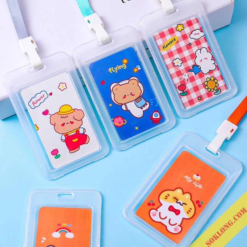 Dây đeo thẻ trong suốt K63 bao đựng thẻ cute card holder đựng thẻ sinh viên học sinh, thẻ bus dễ thương