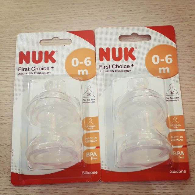 Núm ti thay thế Nuk cổ rộng silicon size S (0-6m) của Đức