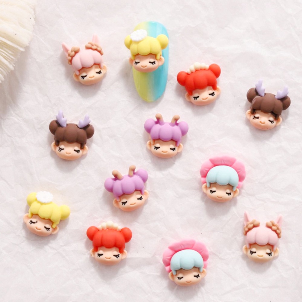 [Hàng mới về] Phụ kiện trang trí móng tay hình búp bê hoạt hình 3D làm từ nhựa resin màu kẹo dễ thương DIY