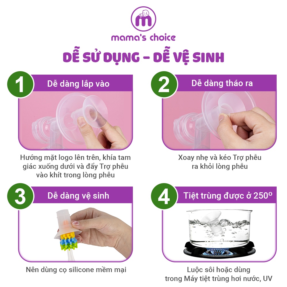 Trợ Phễu Silicone Mama's Choice NewFit, Đệm Hạ Size Phễu Size 15-17-19-21mm, Hút Sữa Hiệu Quả và Êm Ái (01 Cái)