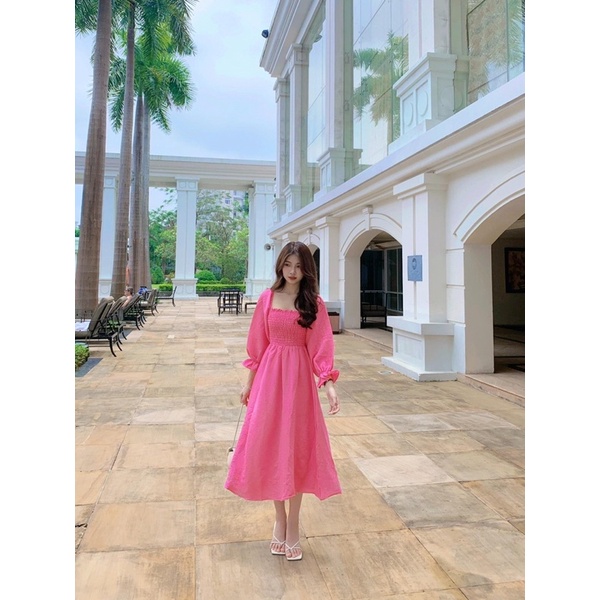 Ceci Cela - Đầm Chun Cổ Vuông Tiểu Thư Cloud