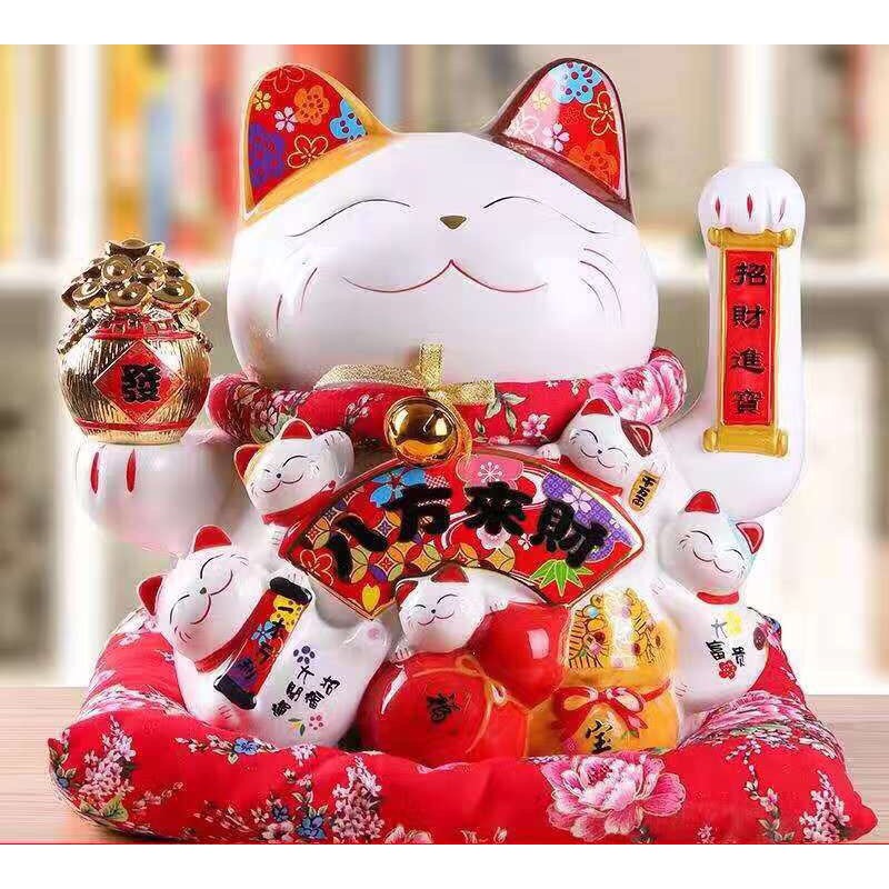 Mèo thần tài Thiên kim vạn lượng may mắn 20cm- 26cm -30cm (có3 size)