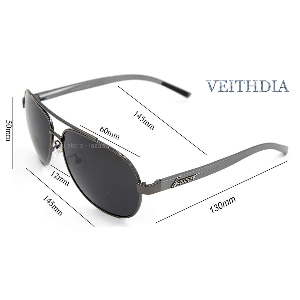 Kính mát nam phân cực VEITHDIA polarized 2605 kiểu dáng phi công - chống tia UV