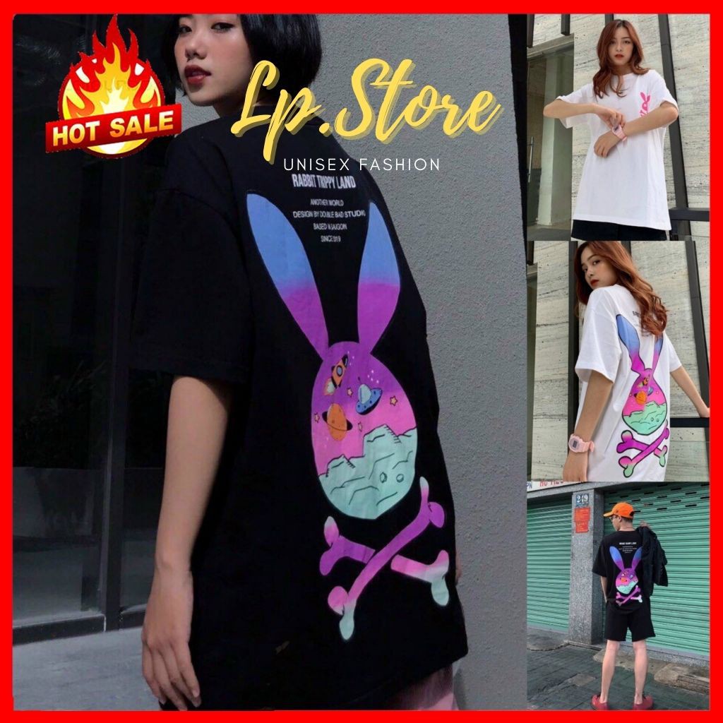 Áo Thun Tay Lỡ Unisex - Áo Thun Nam Nữ Form Rộng RABBIT 2 Màu Siêu Hot - LP.STORE