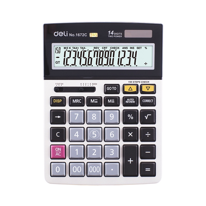 Máy tính Deli 1672C hiển thị 14 số  150-Check Calculator 14-Digit Metal