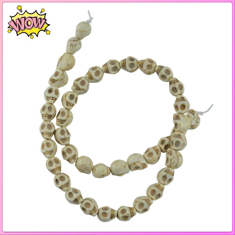 Chuỗi Hạt Hình Đầu Lâu Màu Trắng Ngọc Lam 1 Sợi Dùng Làm Trang Sức Thủ Công