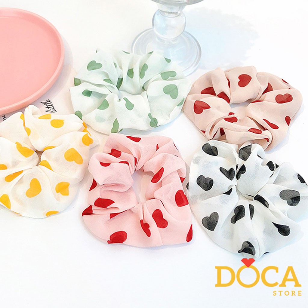 Dây cột tóc vải Scrunchies Trái tim CT38