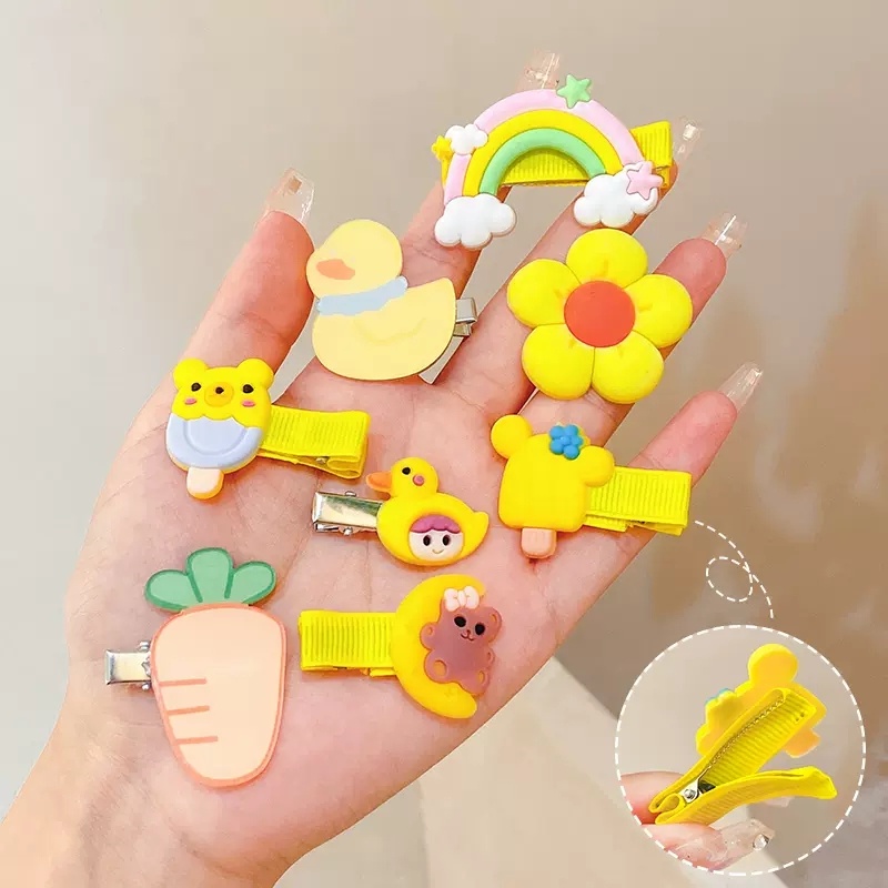 Bộ Kẹp Tóc Nơ Họa Tiết Trái Cây Hoạt Hình Dễ Thương Phong Cách Hàn