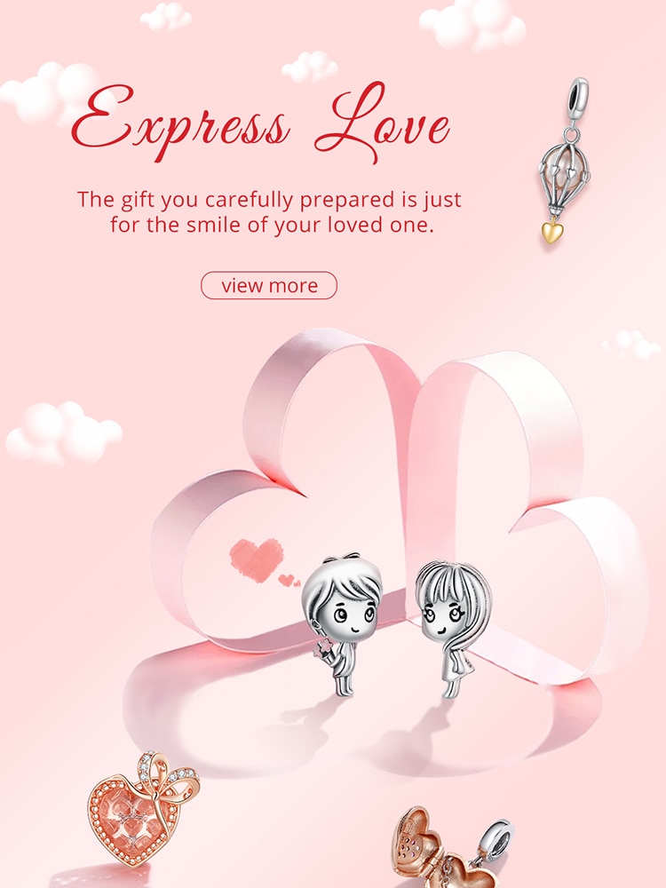 Hạt charm Bamoer bằng bạc 925 thật có chuỗi dây an toàn xinh xắn cho vòng tay DIY BSC396