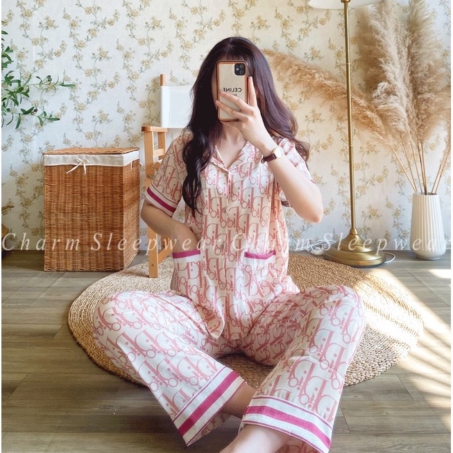 Đồ bộ ngủ mặc nhà lụa xước mát xịn mịn