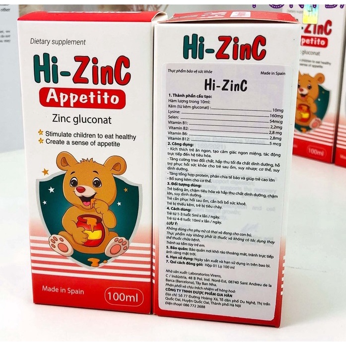 Siro Kẽm Hi ZinC 100ml - Nhập khẩu từ Tây Ban Nha