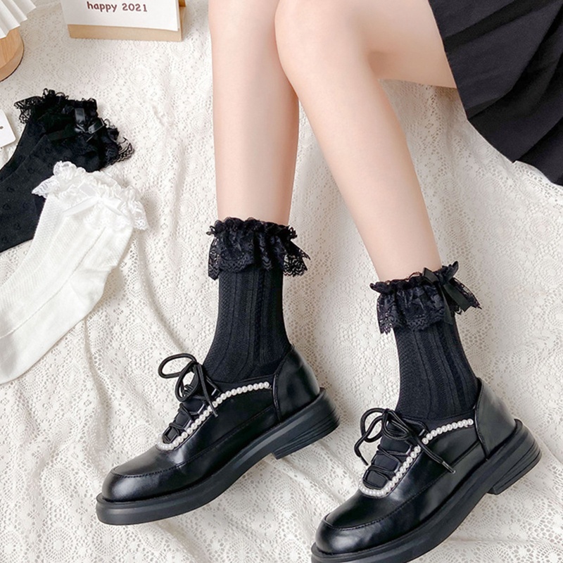Đôi Vớ Thuyền Phối Ren Phong Cách Lolita Nhật Bản Cho Nữ