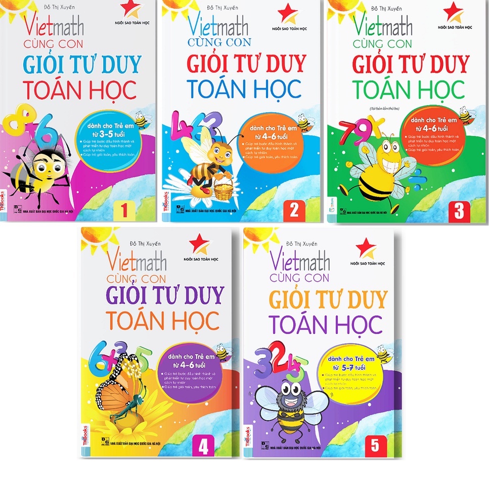 Sách Combo bộ 5 cuốn Vietmath cùng con giỏi tư duy Toán học tập 1 - 5 MCTKCB