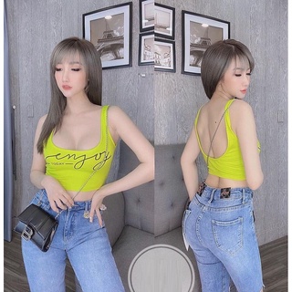 Áo Thun hai dây croptop in