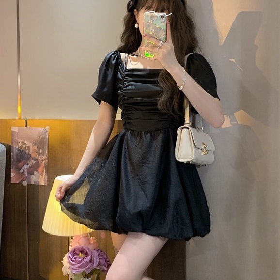 Đầm Tay Phồng Lưng Cao Dáng Ôm Thời Trang Mùa Hè Phong Cách Mới Cho Nữ