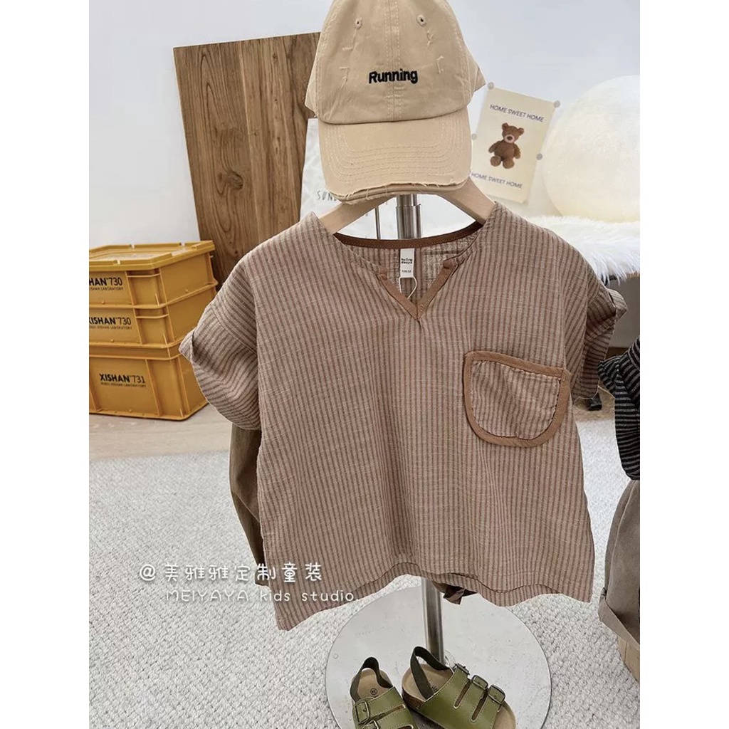 Bộ Cộc Tay Kẻ Bộ Hè Túi Hàng Xuất Dư Chất Vải Mềm Mịn Cho Bé Từ 5Kg Đến 32Kg Thời Trang Trẻ Em Chaarlie Kids