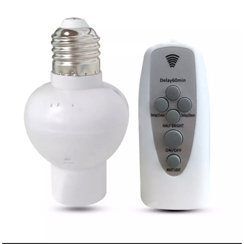 Bộ Đui đèn E27 hẹn giờ tắt điều khiển từ xa - Kèm Pin Remote