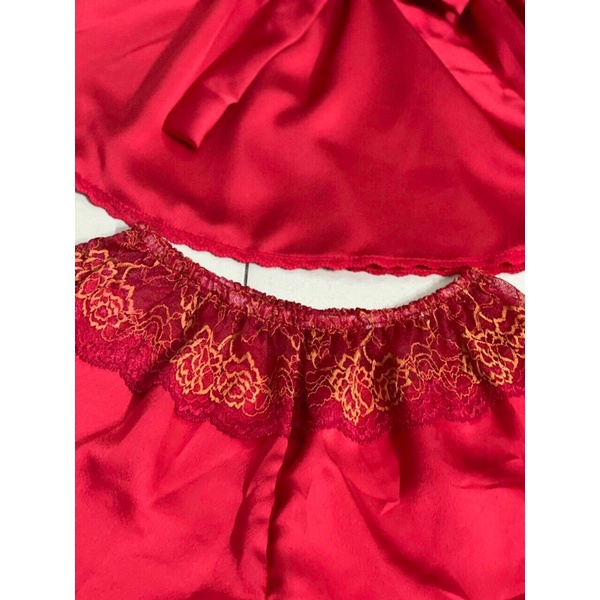 Đồ ngủ sexy-Đồ ngủ áo hai dây sexy có mút ngực quần có phối gen dưới 55 kg siêu hot