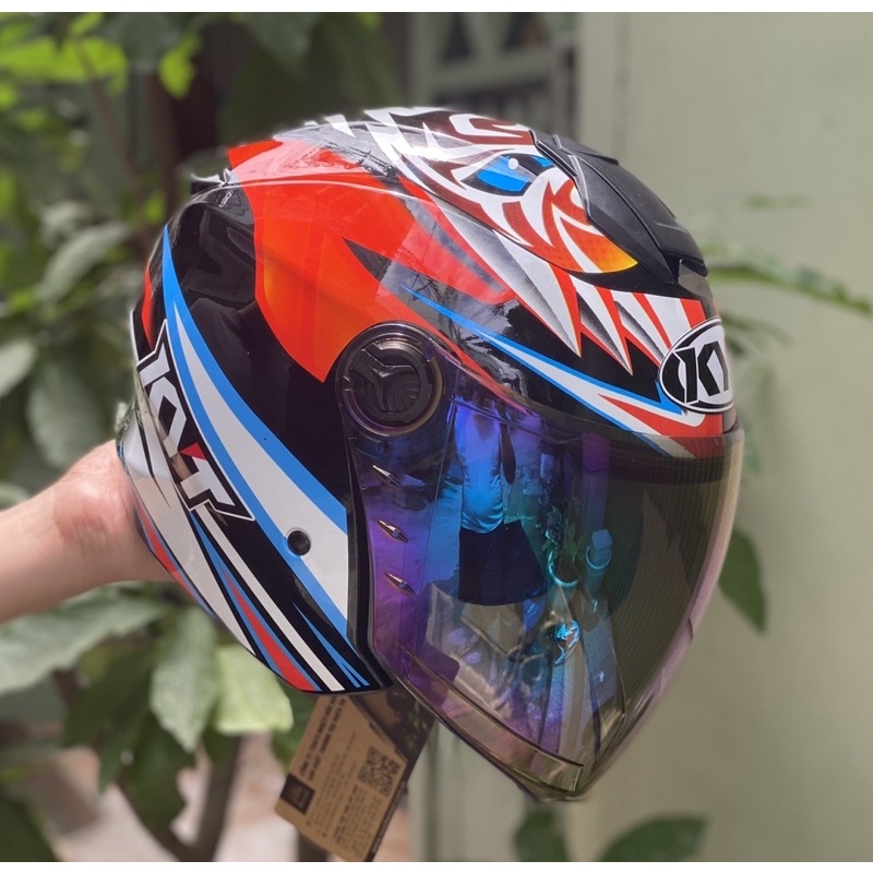 MŨ BẢO HIỂM 3/4 1 KÍNH XH01 TEM TIGER BASSANI CỰC ĐẸP , TẶNG LOGO KYT VÀ BH 12 THÁNG