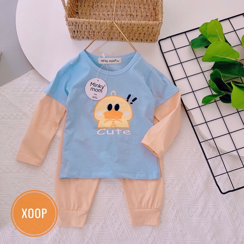 SALE !!! BỘ DÀI COTTON PHỐI TAY HOẠ TIẾT GÀ HÀNG MINKY CHO BÉ (SP001988) SHOP PHÚC YẾN