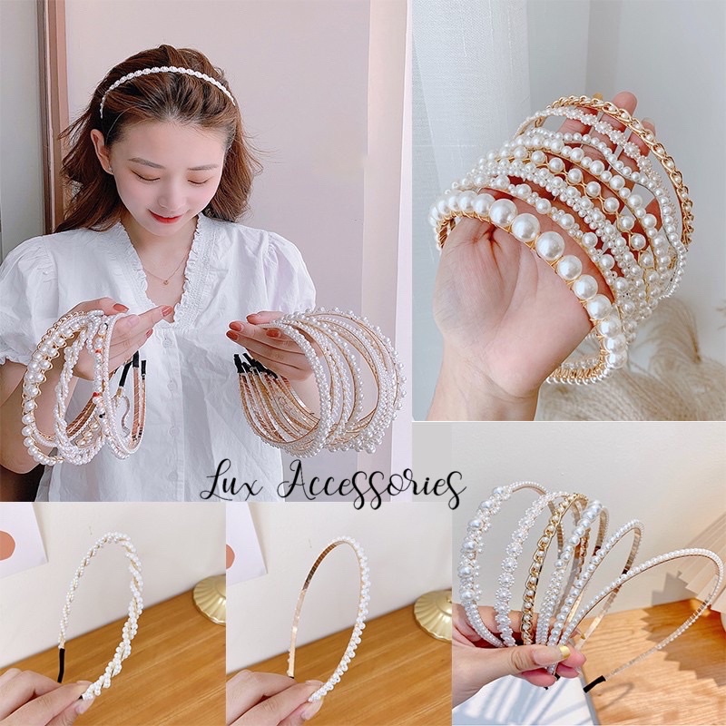 Băng đô cài tóc đính ngọc thời trang cho nữ phong cách Hàn Quốc BĐ005 Lux Accessories