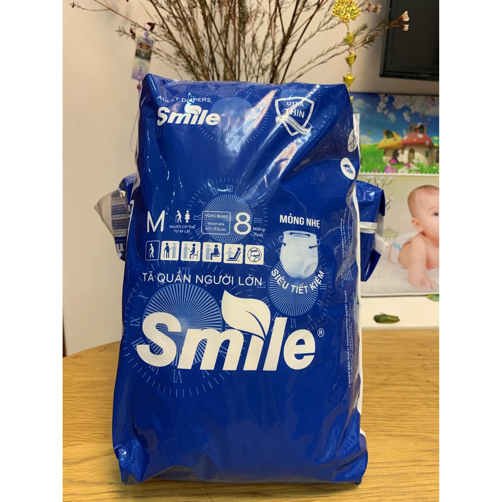 Bỉm quần người già Smile, combo 6 gói size M 48 miếng, size L 42 miếng