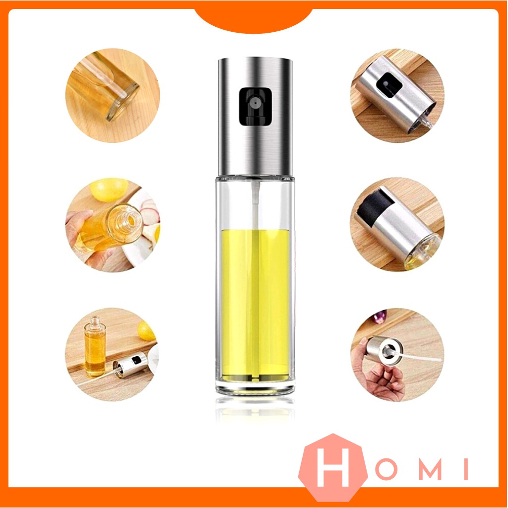 Bình xịt dầu ăn  phun sương cho nồi chiên không dầu, chai thủy tinh cao cấp 100ml - Dhomi store