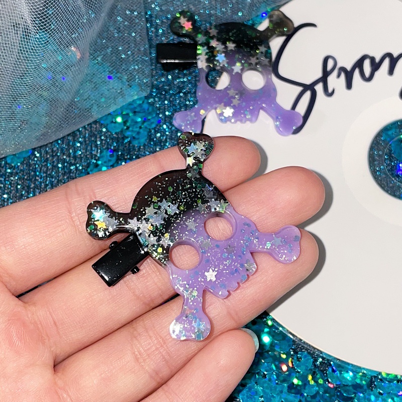 Kẹp Tóc Hình Đầu Lâu Dễ Thương Cho Nữ y2k