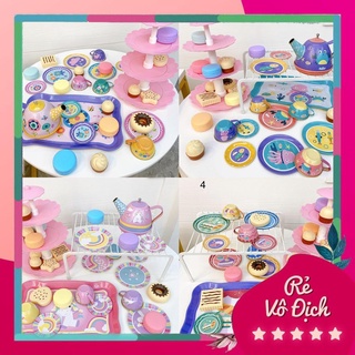 Bộ đồ chơi ấm trà chiều kèm tháp bánh 3 tầng cho bé gái