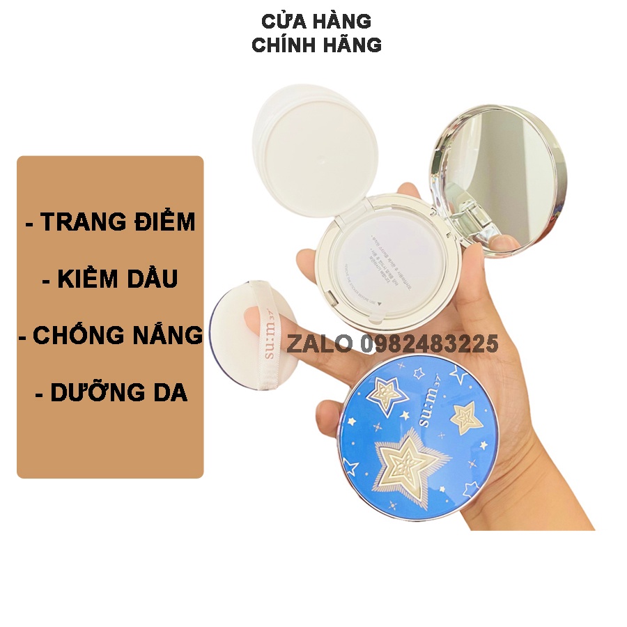 Hộp Cushion sum xanh phấn nước che khuyết điểm, kiềm dầu, dưỡng da chống nắng - Water Full CC Cushion Perfect Finish 15g