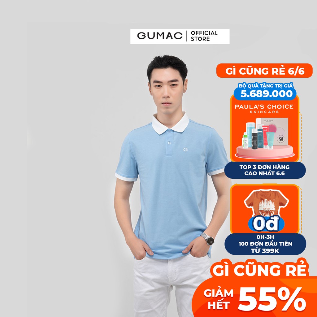 [Mã WABRGD12 giảm 10% đơn 250K] Áo polo nam phối bo cổ GUMAC đủ màu, đủ size thiết kế công sở ATNB396